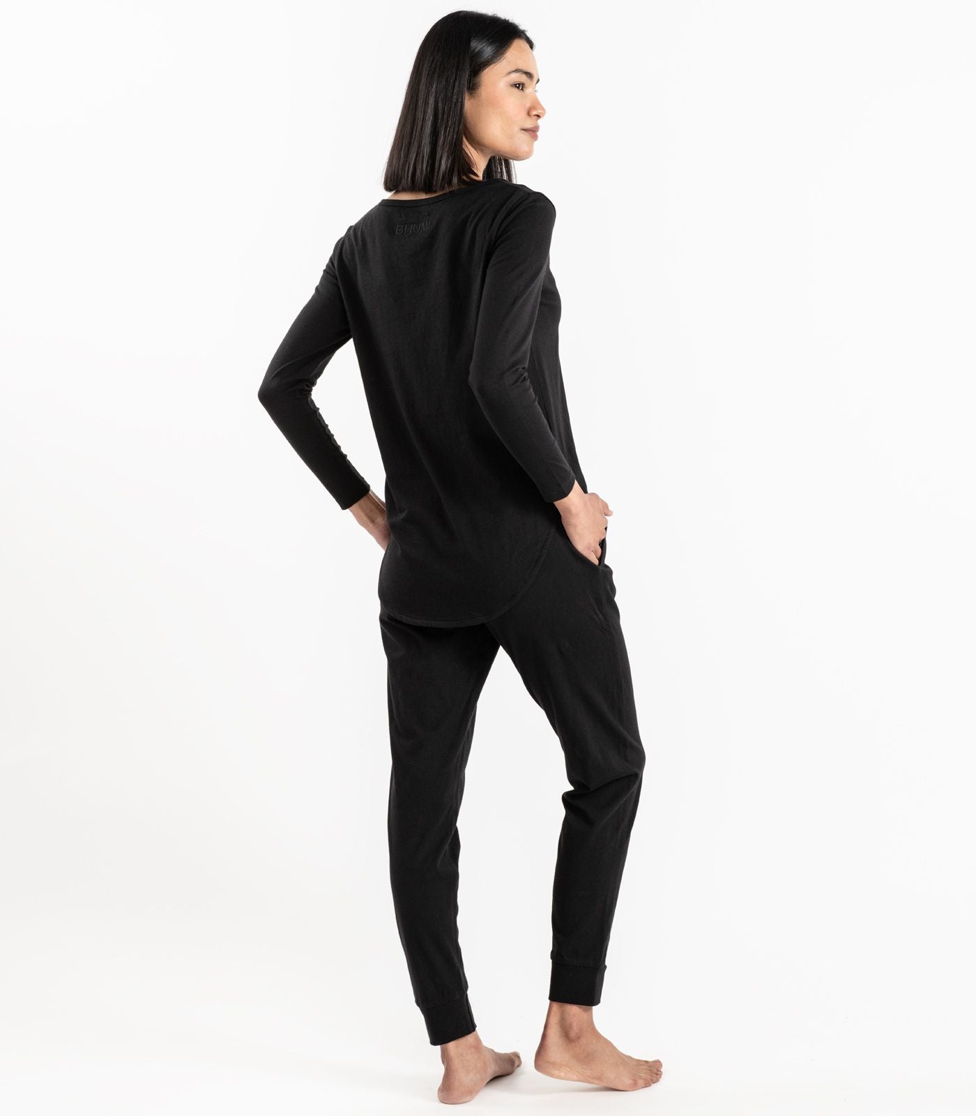 Bhumi Organic Cotton - Jersey Knit Long PJ Set - Black