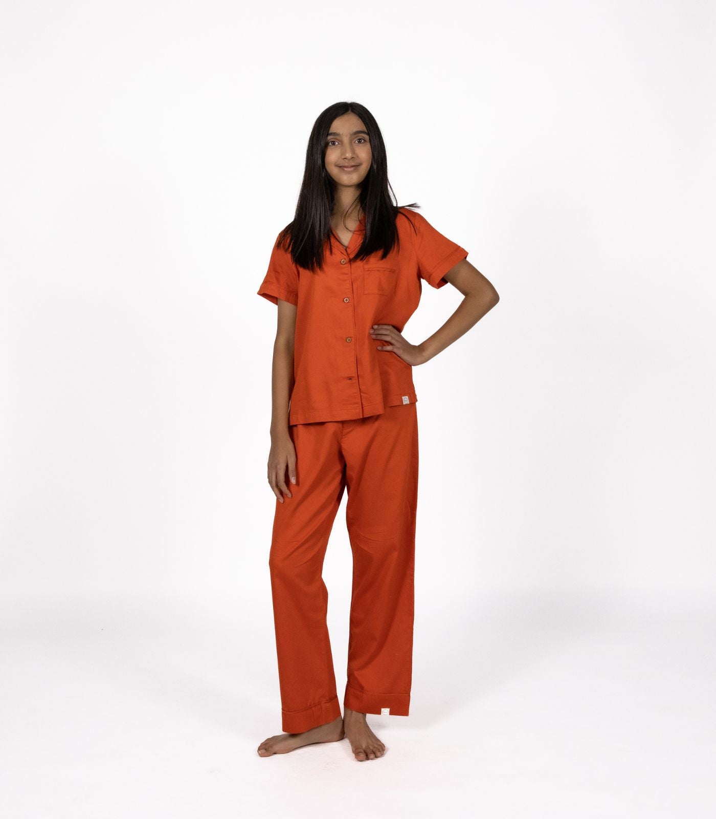 Bhumi Organic Cotton - Kids Sateen Short Sleeve PJ Set - Saffron