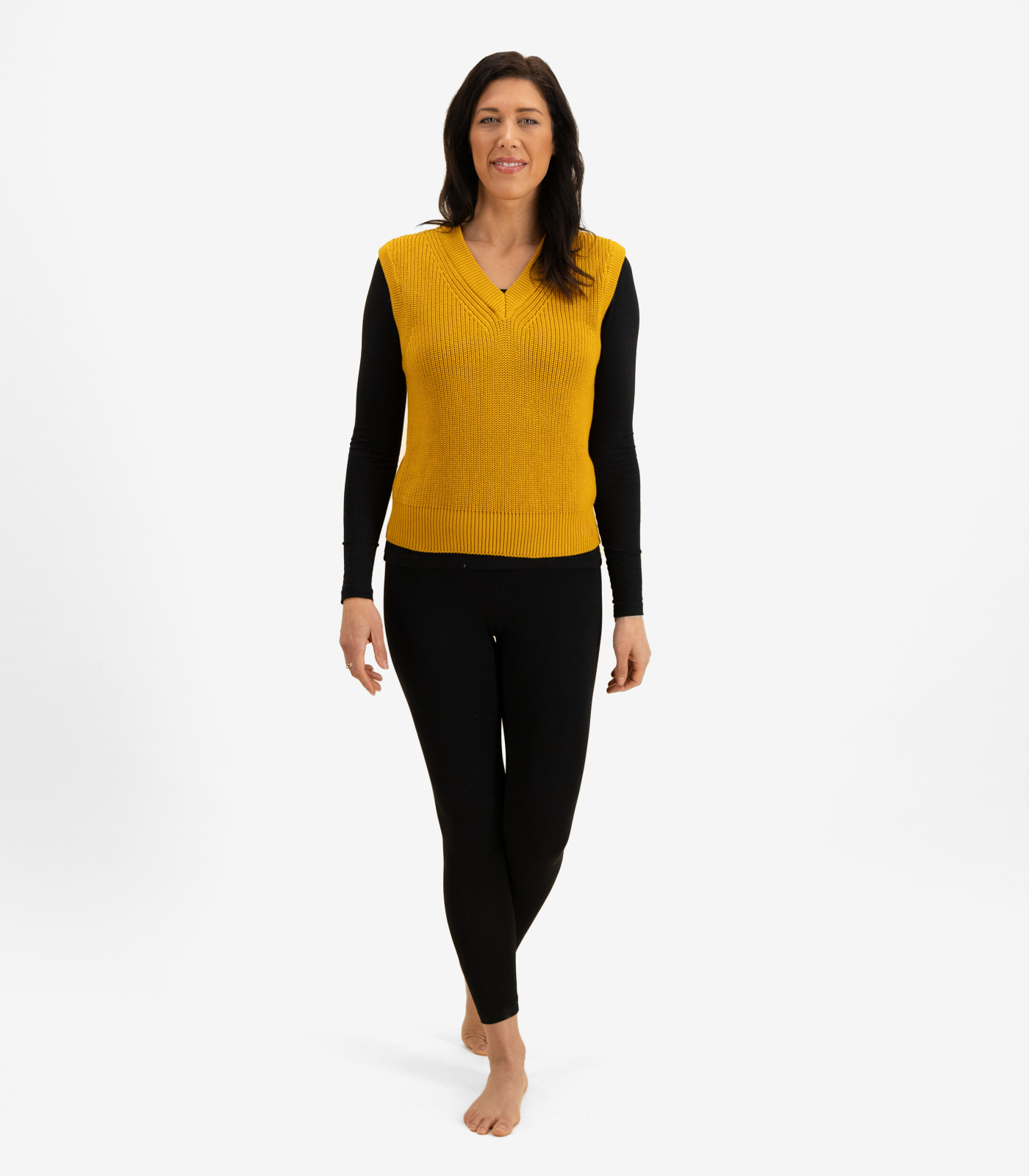 Bhumi Organic Cotton - Knitted V Neck Vest - Mustard