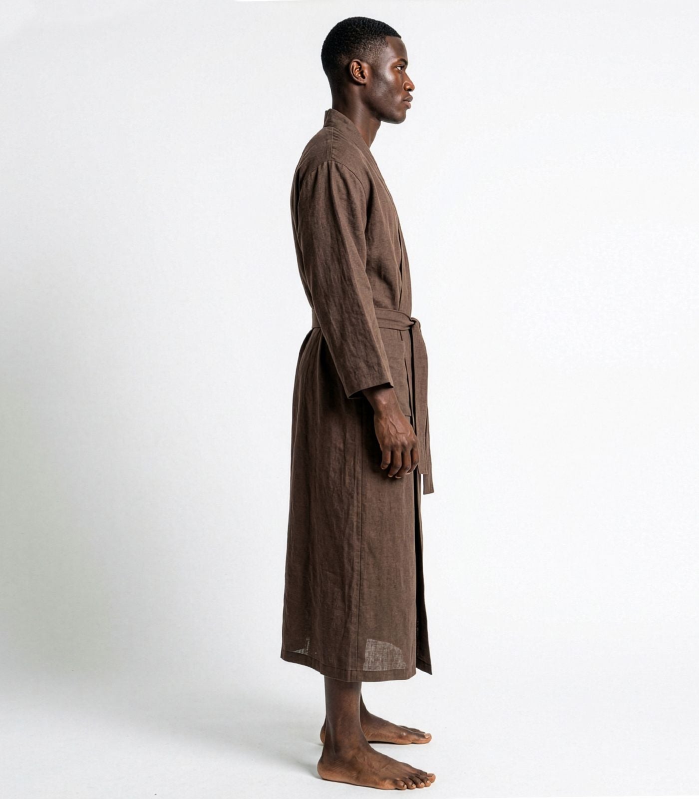 Organic Linen Robe - Chocolate
