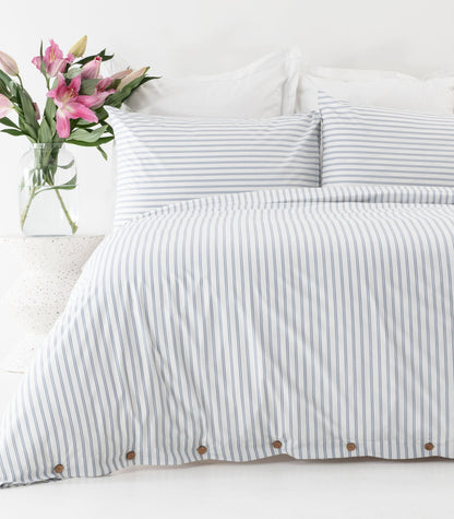 Percale Quilt Cover Set - Limited Edition - Tandem Stripe Blue