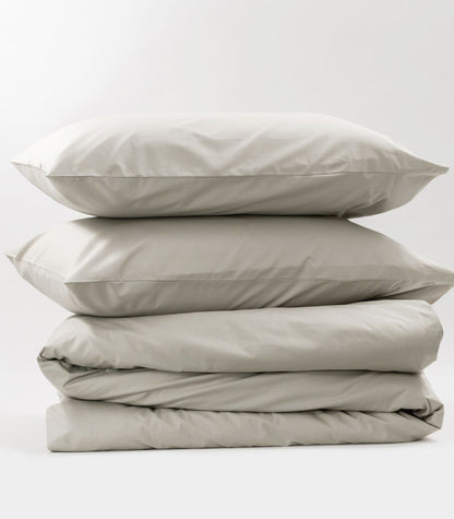 Percale Quilt Set - Light Grey