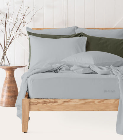 Bhumi Organic Cotton - Sateen Sheet Set - Glacier