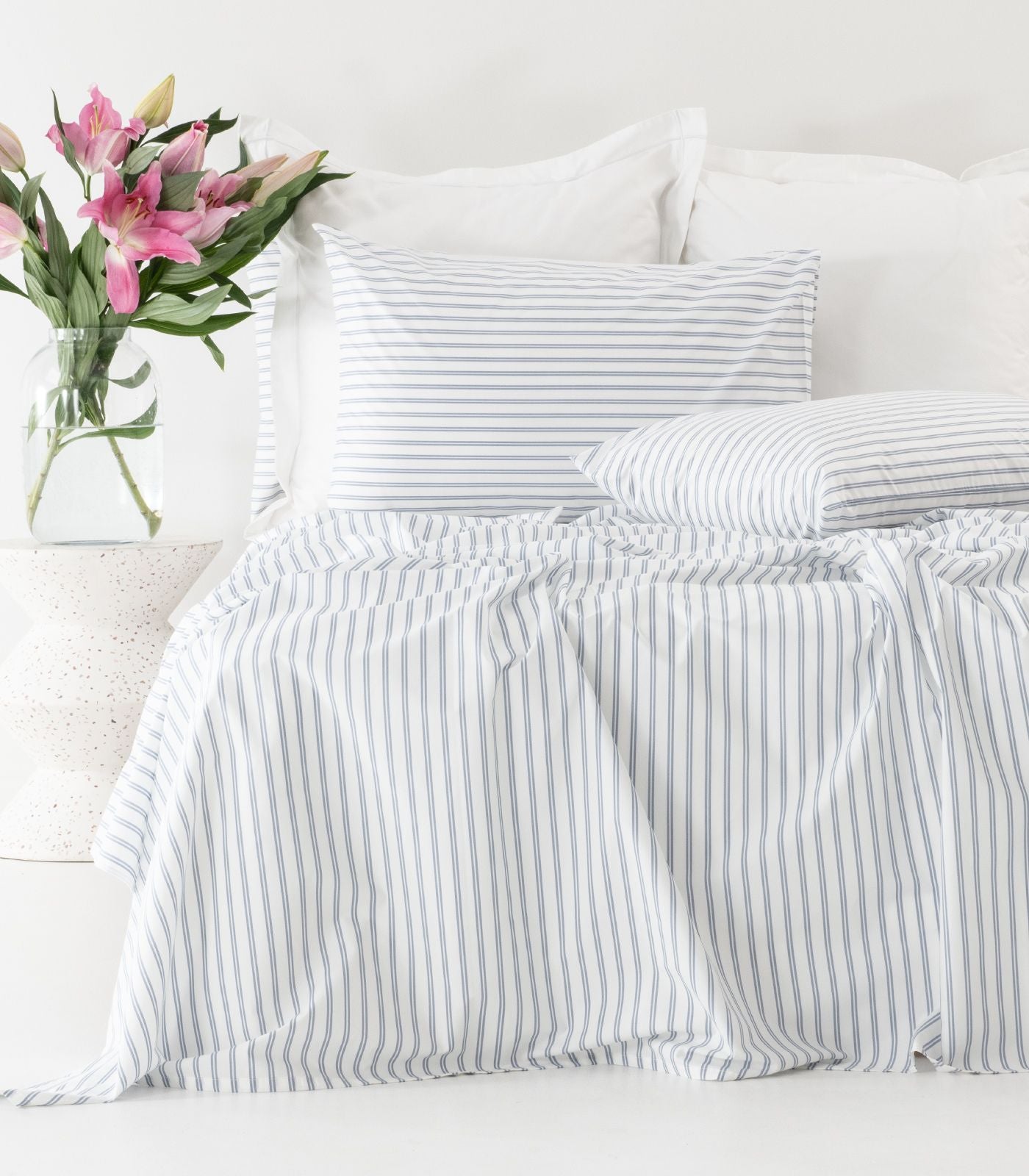 Percale Sheet Set - Limited Edition - Tandem Stripe Blue
