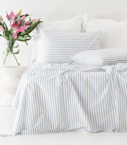 Percale Sheet Set - Limited Edition - Tandem Stripe Blue
