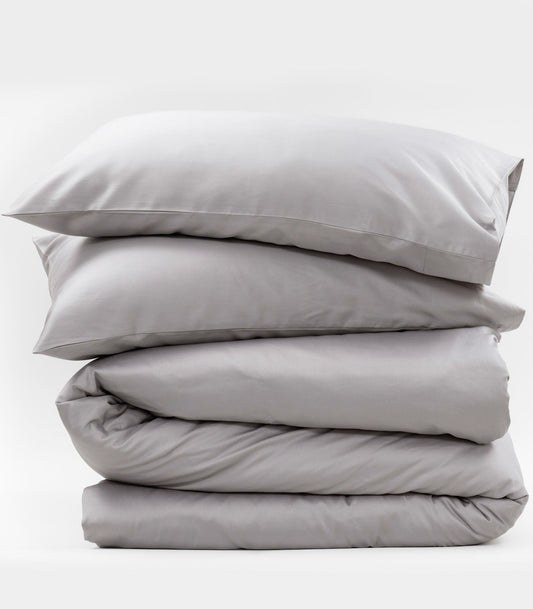 Bhumi Organic Cotton - Sateen Plain Quilt Cover - Pewter