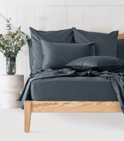Bhumi Organic Cotton - Fitted - Sateen Sheet - Orion Blue