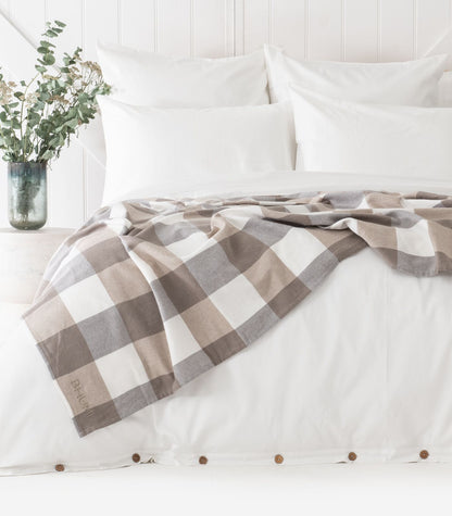 Bhumi Organic Cotton - Flannelette Throw - Golden Taupe Check