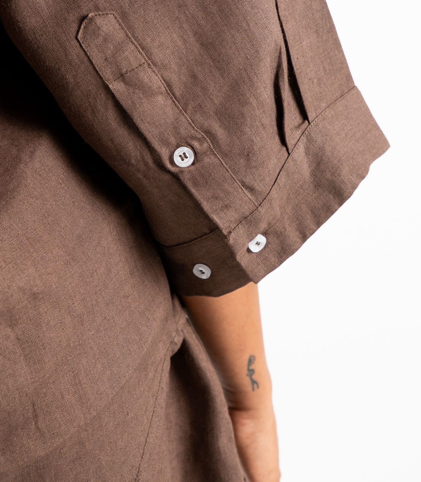 Organic Linen Lounge Shirt - Chocolate