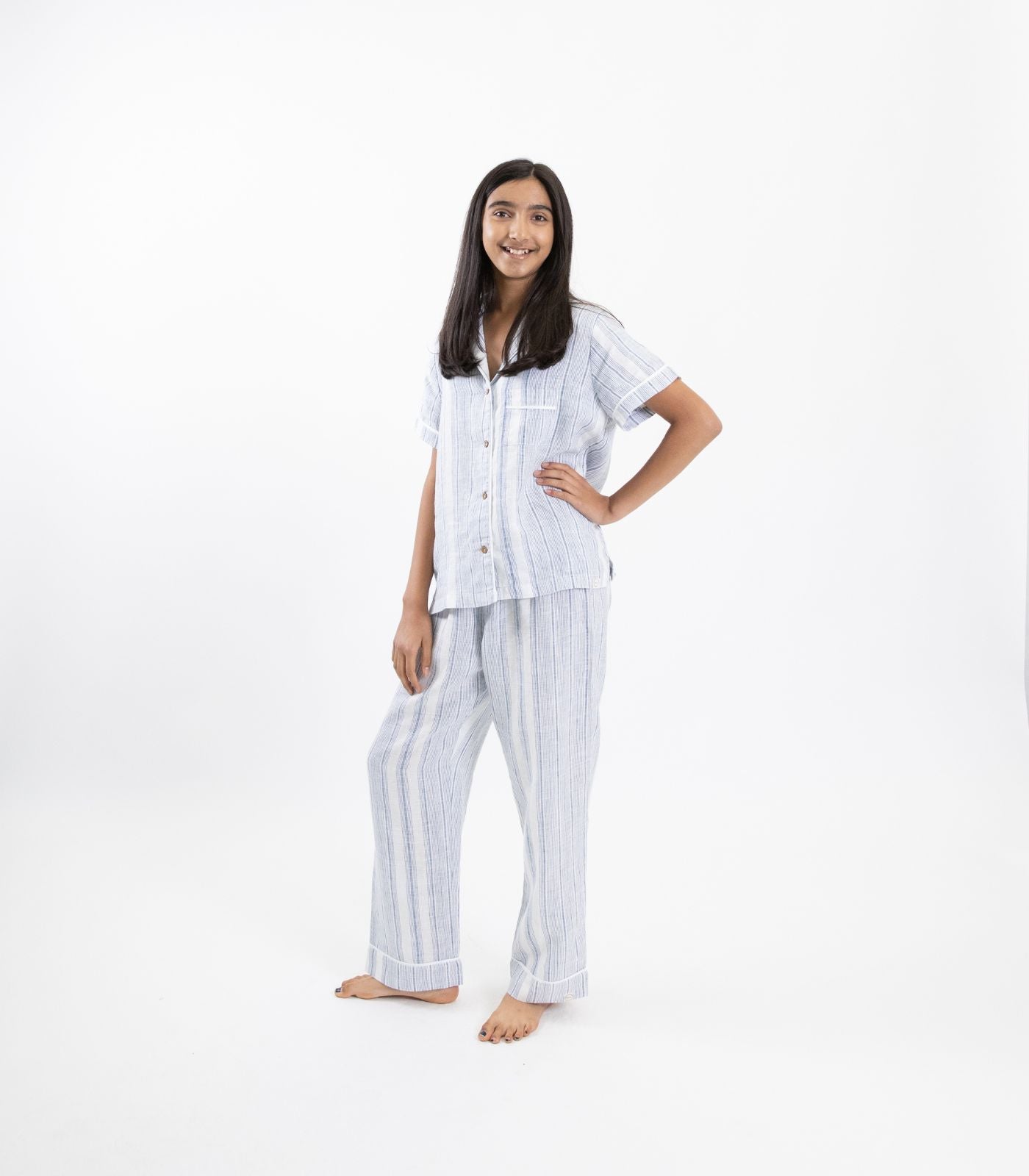 Kids Linen Short Sleeve PJ Set  Bhumi Fairtrade Organic Cotton