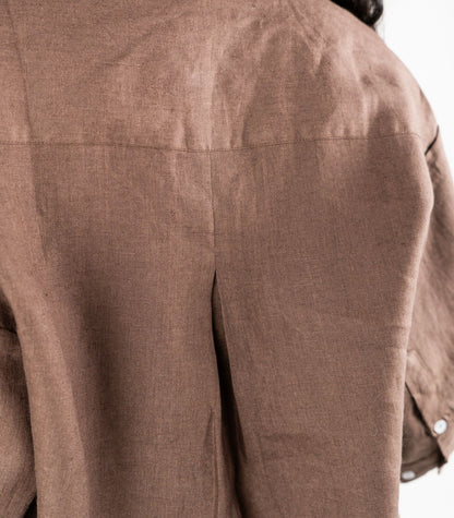 Organic Linen Lounge Shirt - Chocolate