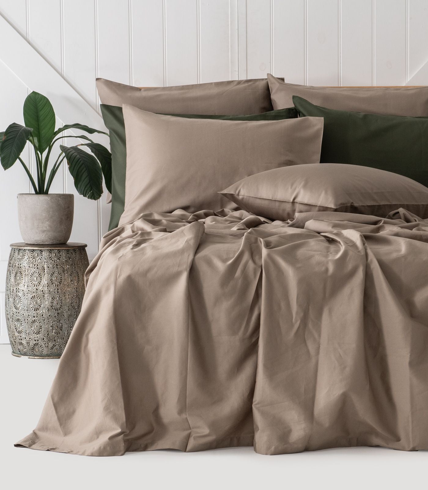 Bhumi Organic Cotton - Sateen Sheet Set - Golden Taupe