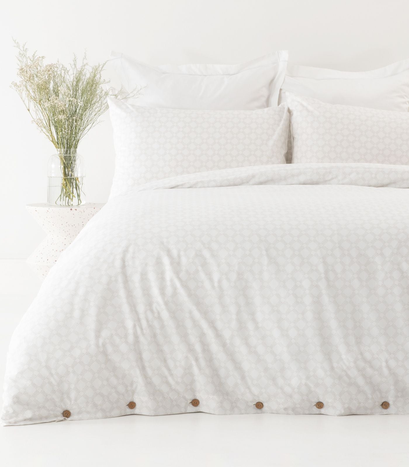 Percale Quilt Cover Set - Limited Edition - Small Dot Grey