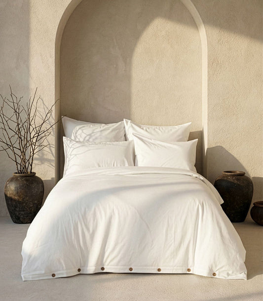 Bhumi Organic Cotton - Sateen Plain Quilt Cover - White