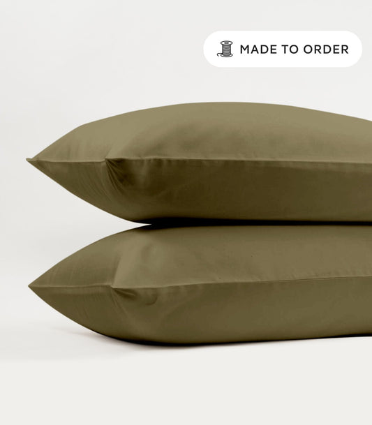 Bhumi Organic Cotton - Sateen Pillow Cases (Pair) - Martini Olive