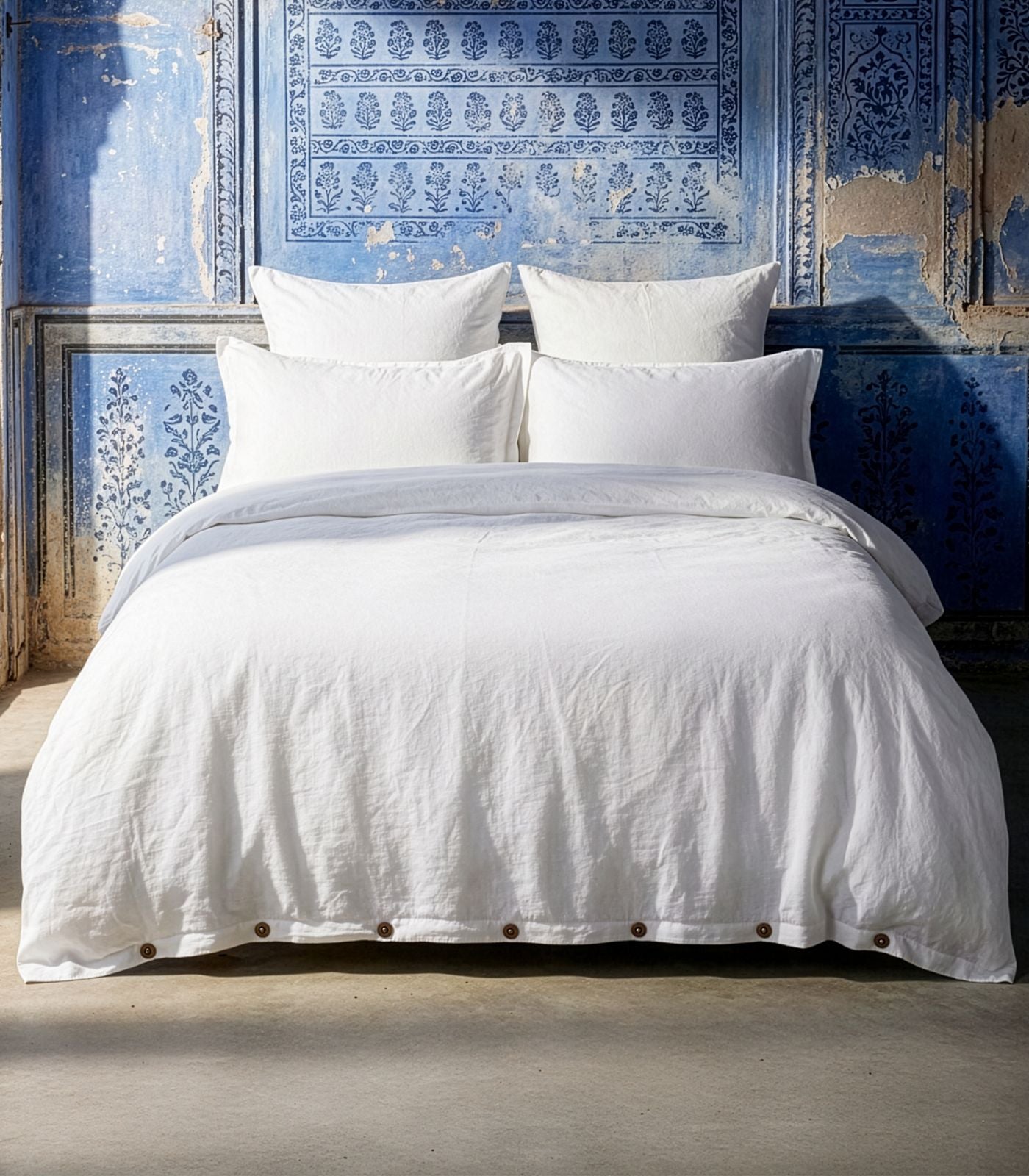 Linen Quilt Cover Set - White