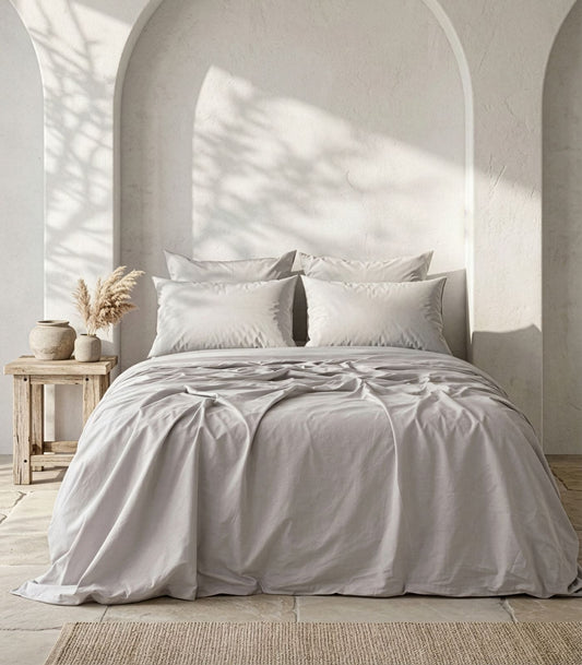 Percale Sheet Set - Light Grey