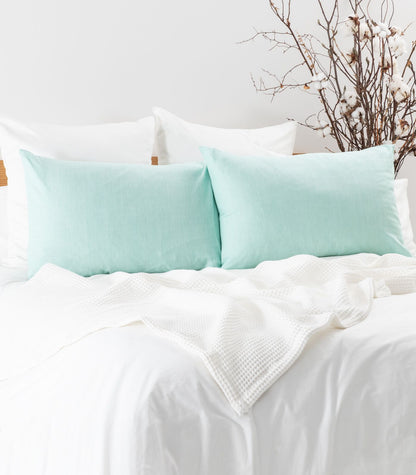 Herringbone Pillow Cases (pair) - Stripe - Sage