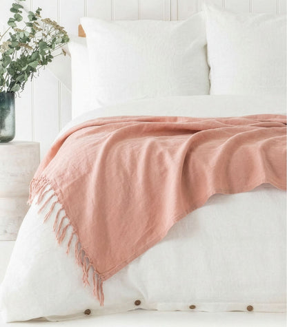 Linen Throw - Terracotta Blush