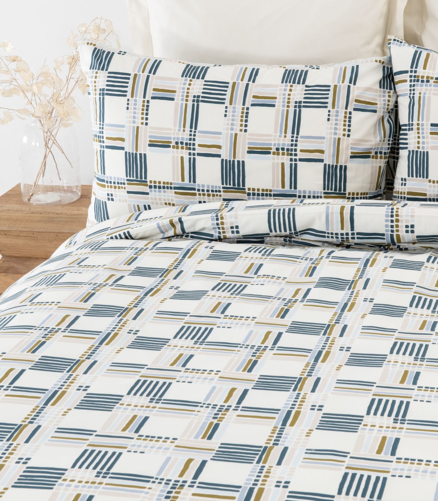 Percale Quilt Cover Set - Limited Edition - Plaid Cream