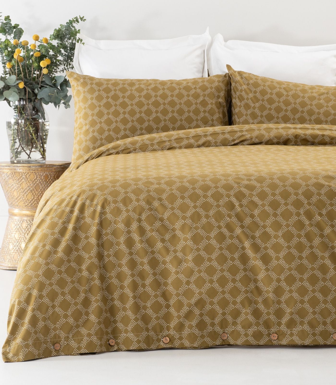 Percale Quilt Cover Set - Limited Edition - Large Dot Pine
