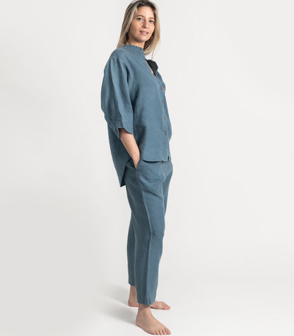 Bhumi Organic Cotton - Linen 3/4 Pj Set - Indian Teal