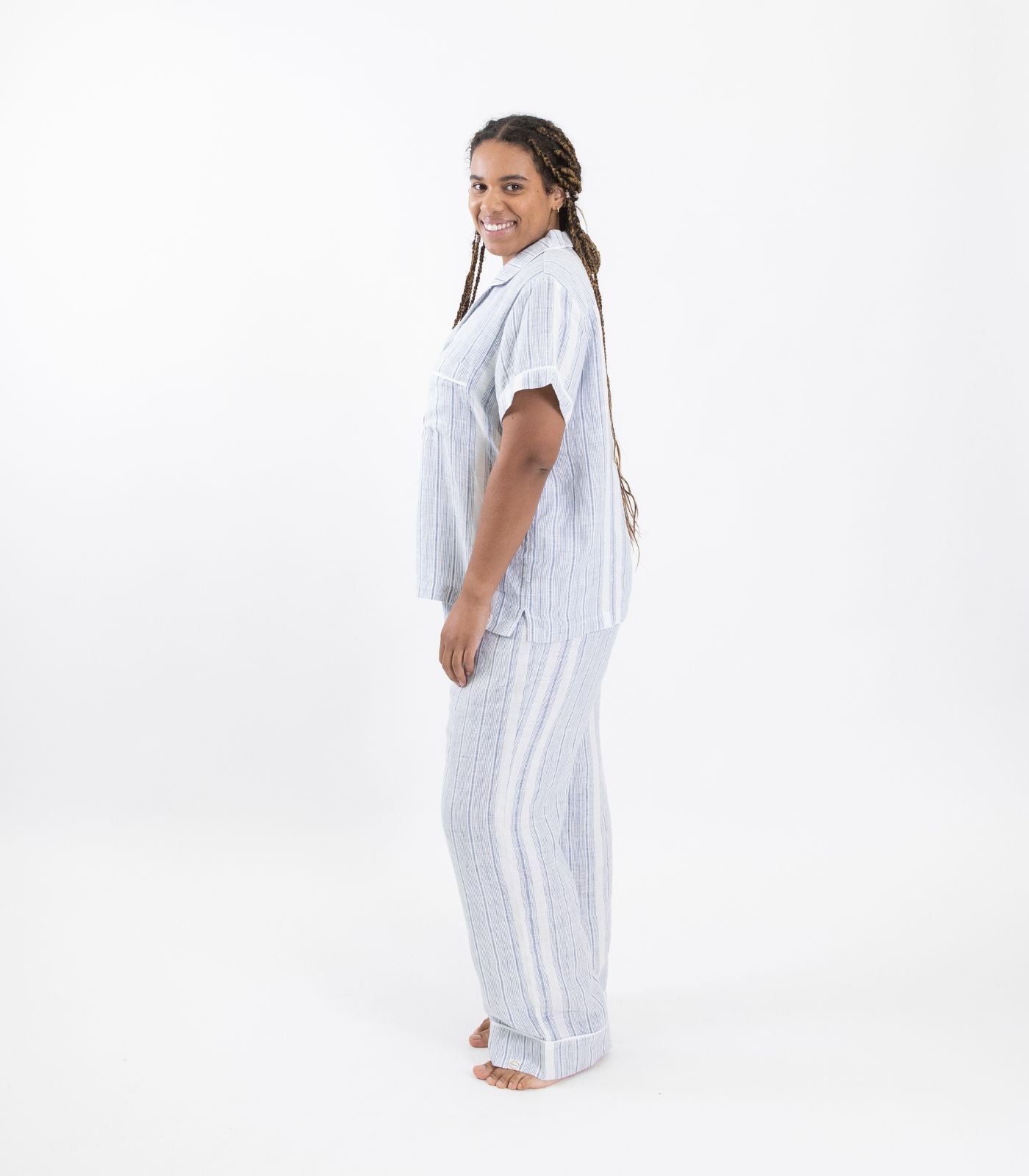 Organic Linen Short Sleeve PJ Set Bhumi Fairtrade Organic Cotton