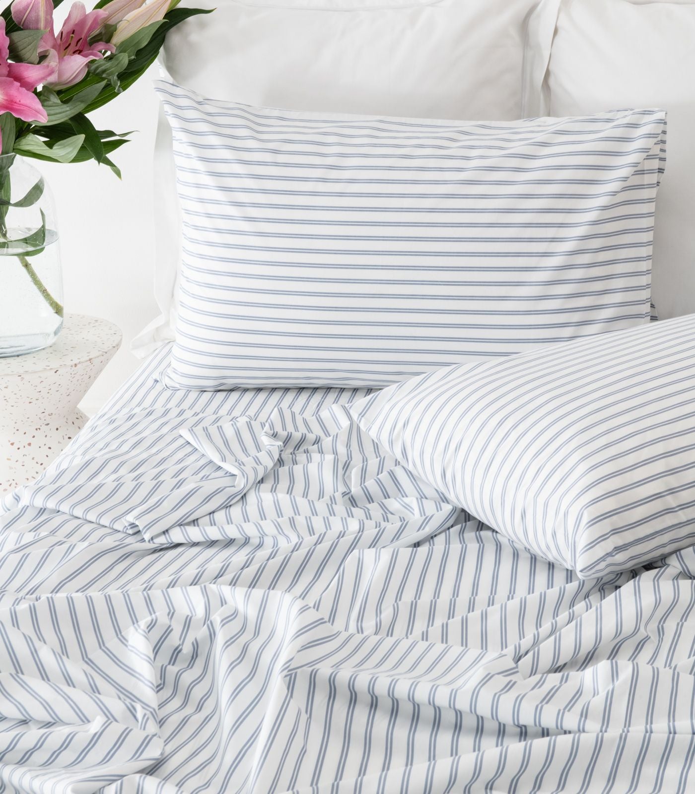 Percale Sheet Set - Limited Edition - Tandem Stripe Blue