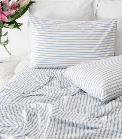 Percale Sheet Set - Limited Edition - Tandem Stripe Blue