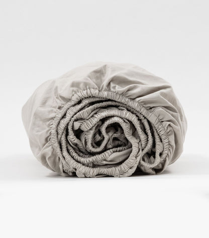 Percale Fitted Sheet - Light Grey