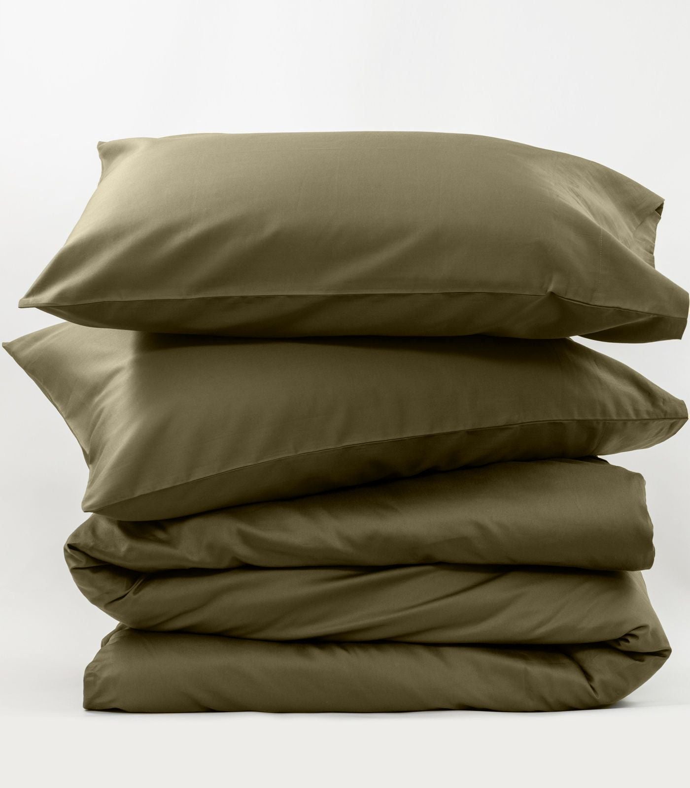 Bhumi Organic Cotton - Sateen Plain Quilt Cover - Martini Olive