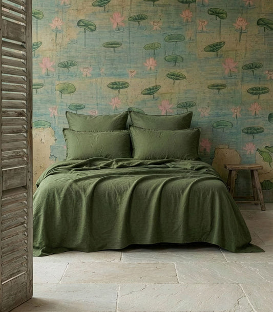Linen Sheet Set - Bronze Green