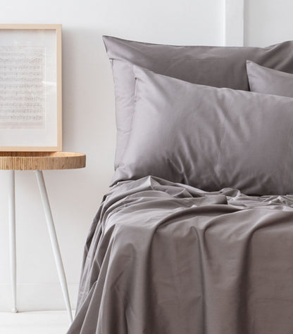 Bhumi Organic Cotton - Sateen Pillow Cases (Pair) - Silver Grey