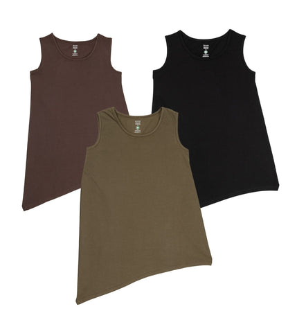 Bhumi Organic Cotton - Asymmetrical Tank Top (3 Pack)