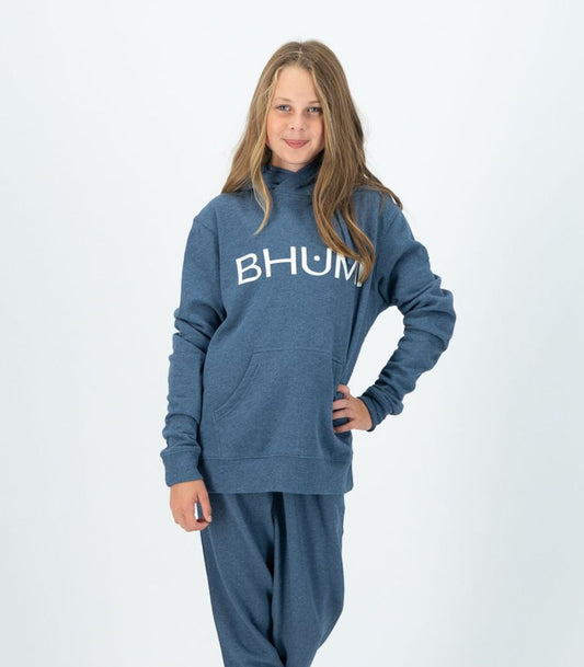 Bhumi Organic Cotton - Kids Hoodie - Logo - Ocean Melange