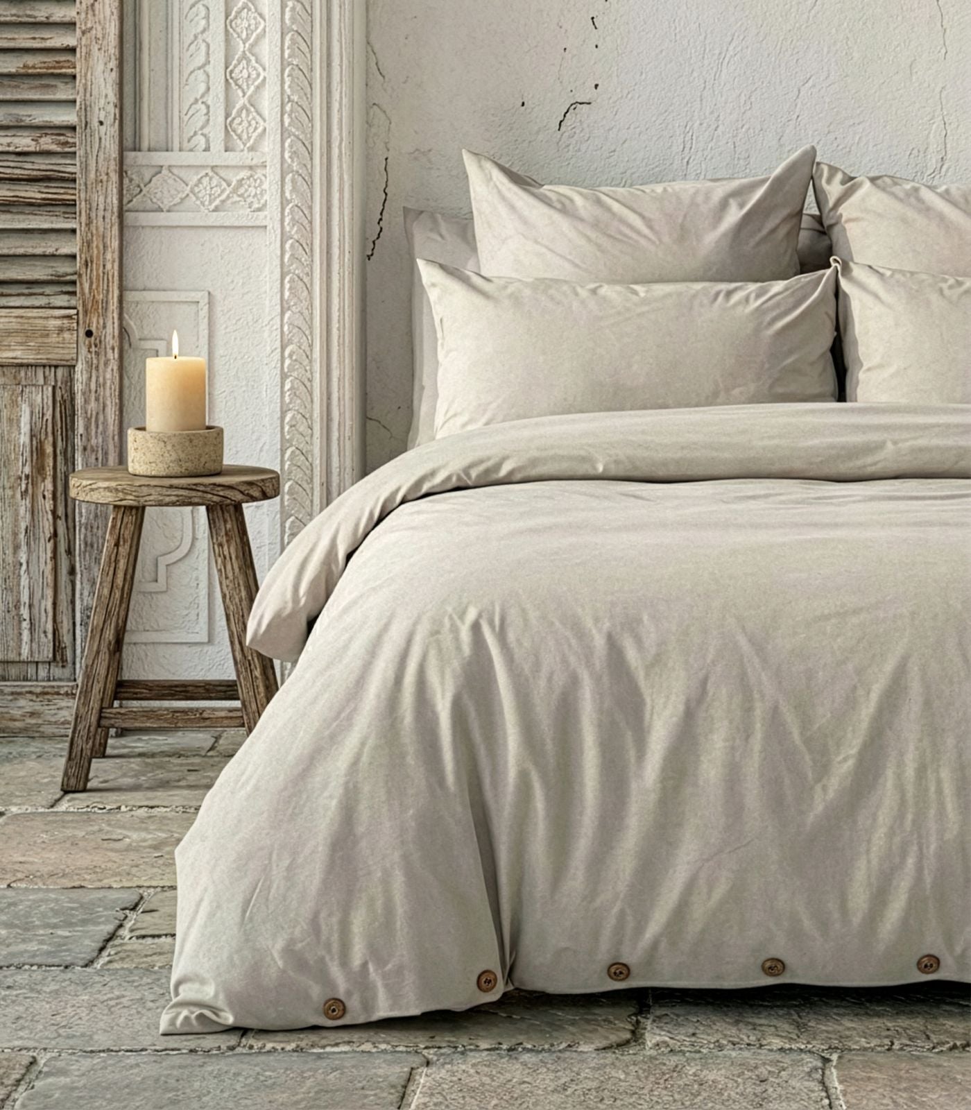 Percale Quilt Set - Light Grey