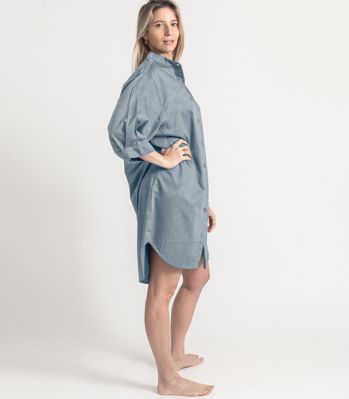 Bhumi Organic Cotton - Flannelette Night Shirt - Powder Blue