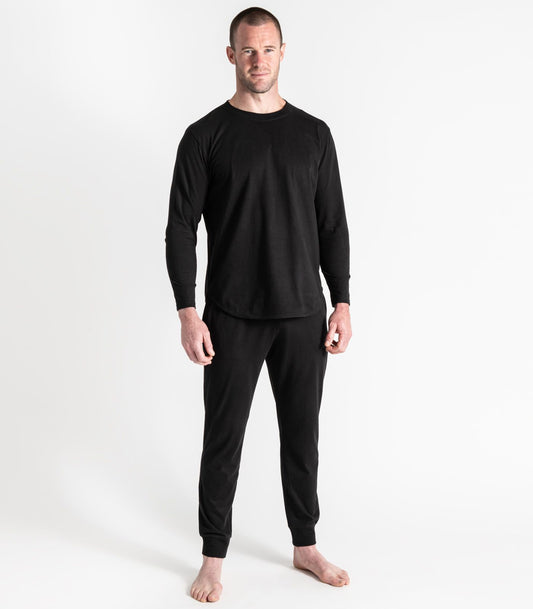 Bhumi Organic Cotton - Men's Jersey Knit Long PJ Set - Black