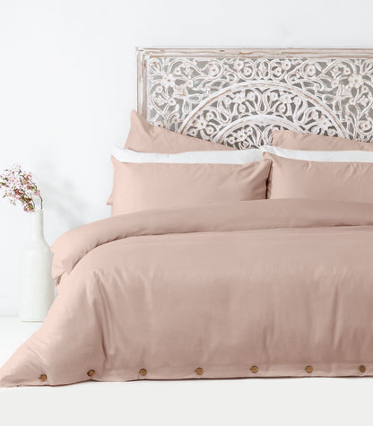 Bhumi Organic Cotton - Sateen Plain Quilt Cover - Blush