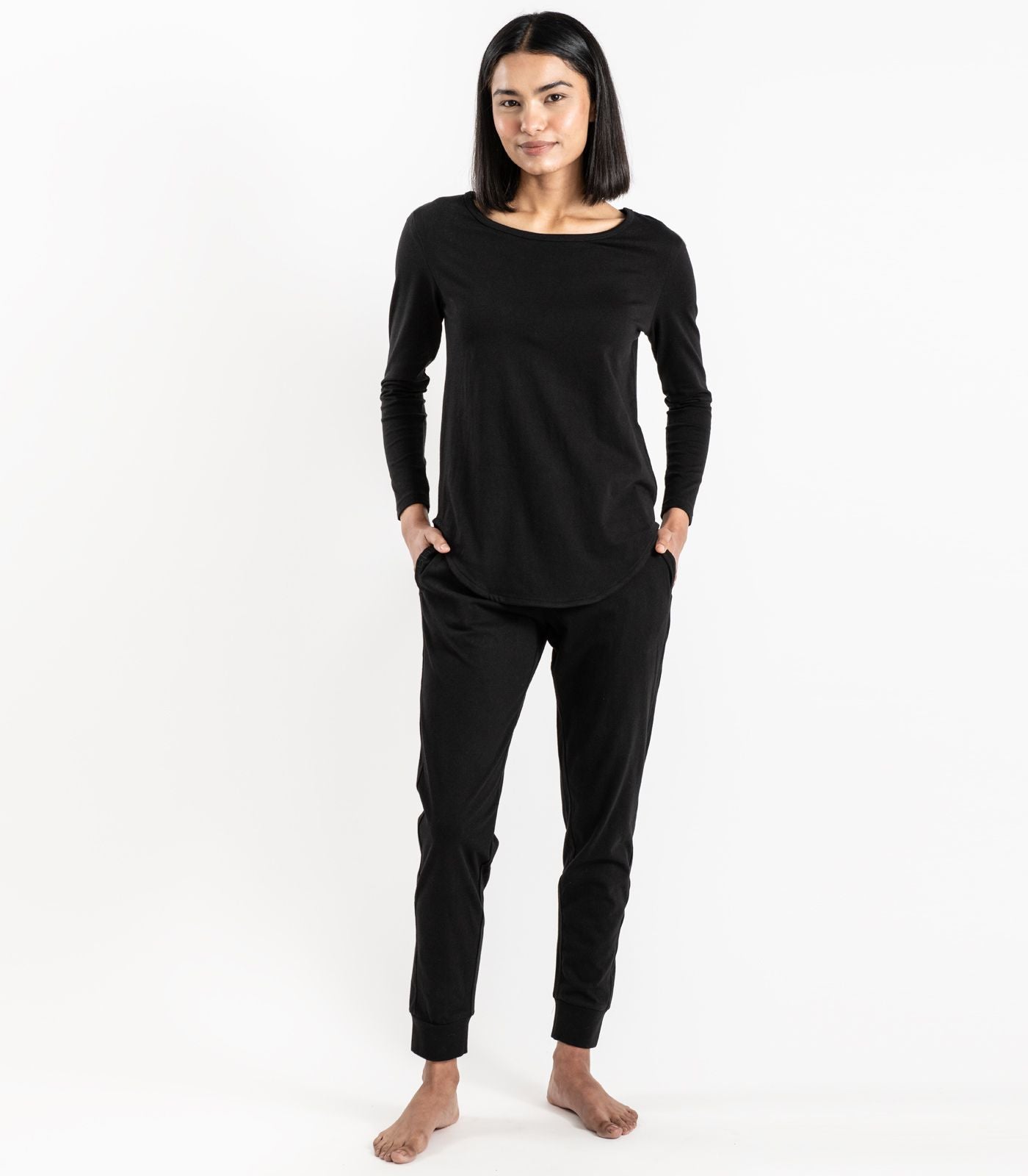 Bhumi Organic Cotton - Jersey Knit Long PJ Set - Black