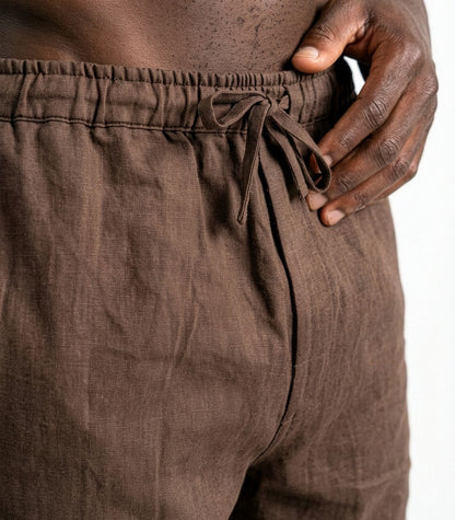 Men’s Organic Linen Lounge Shorts - Chocolate