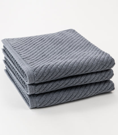 Bhumi Organic Cotton - Barefeet Softness Twill Bath Mat (3 Pack) - Graphite Blue
