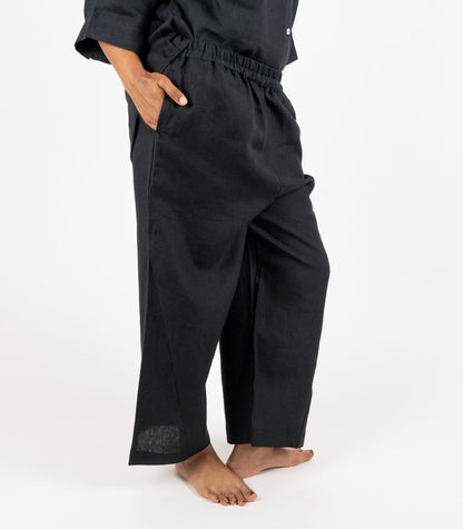 Organic Linen Balloon Lounge Pants - Black