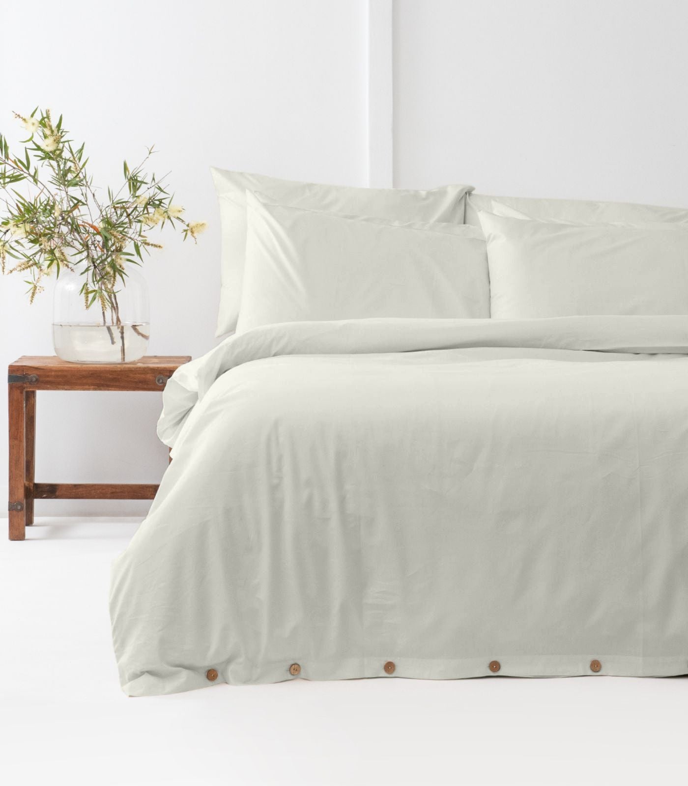 Bhumi Organic Cotton - Percale Plain Quilt Cover - Ice