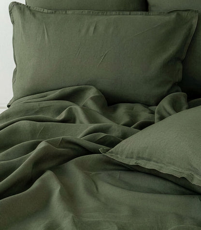 Linen Sheet Set - Bronze Green