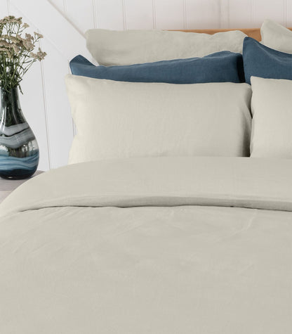 Bhumi Organic Cotton - Linen Plain Quilt Cover Set - Ice