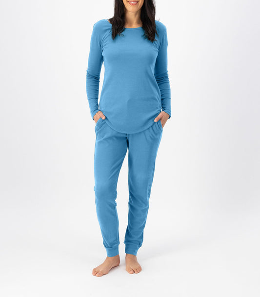 Bhumi Organic Cotton - Chai Dye Long PJ Set - Chai Blue