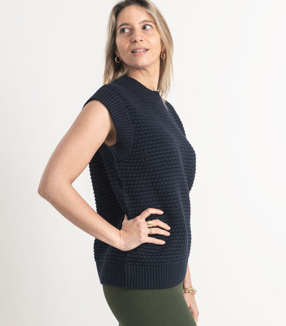 Bhumi Organic Cotton - Bubble Knit Vest - Navy