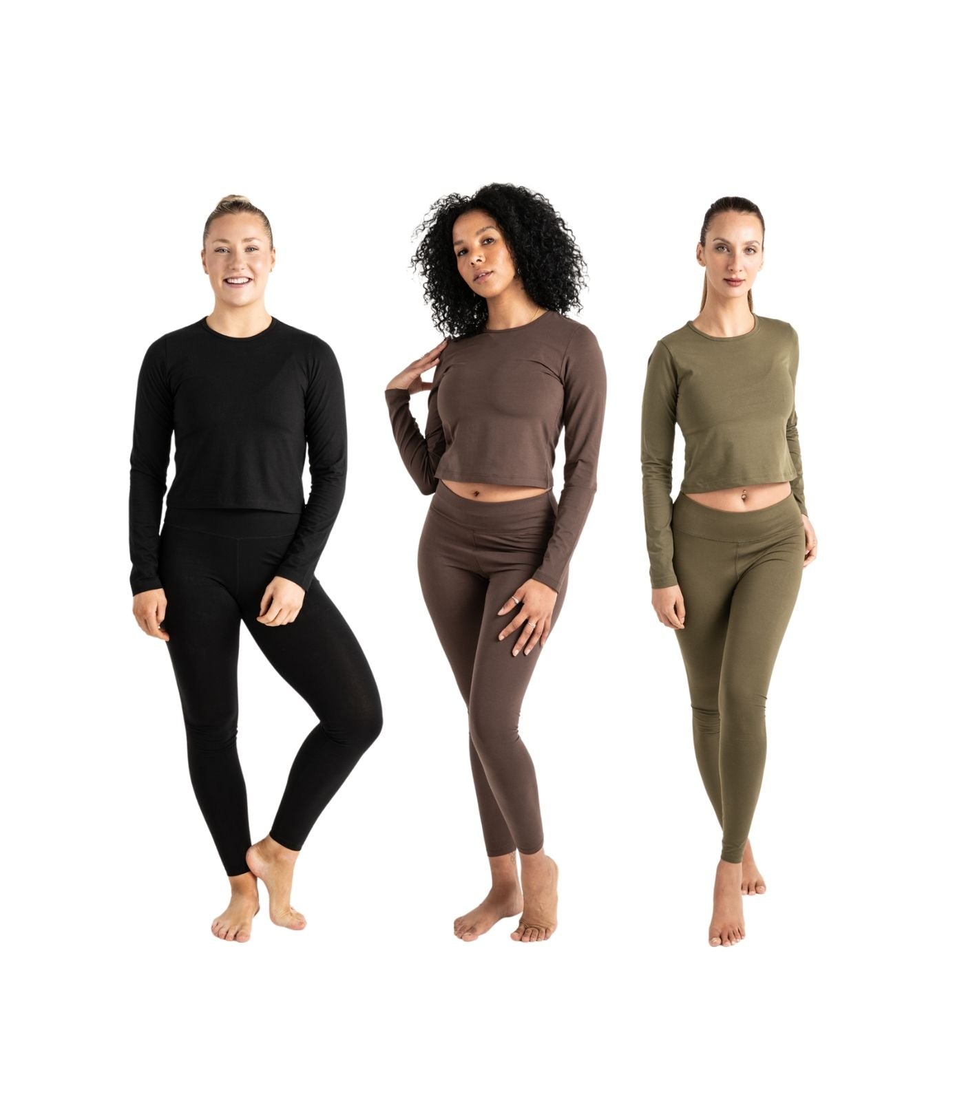Bhumi Organic Cotton - Long Sleeve Fitted Crop Top (3 Pack)