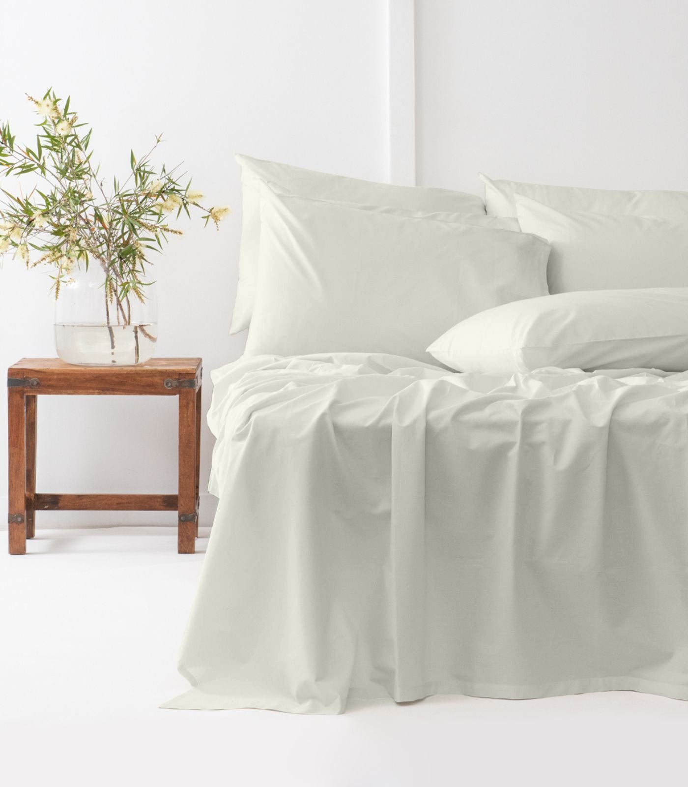 Bhumi Organic Cotton - Percale Sheet Set - Ice